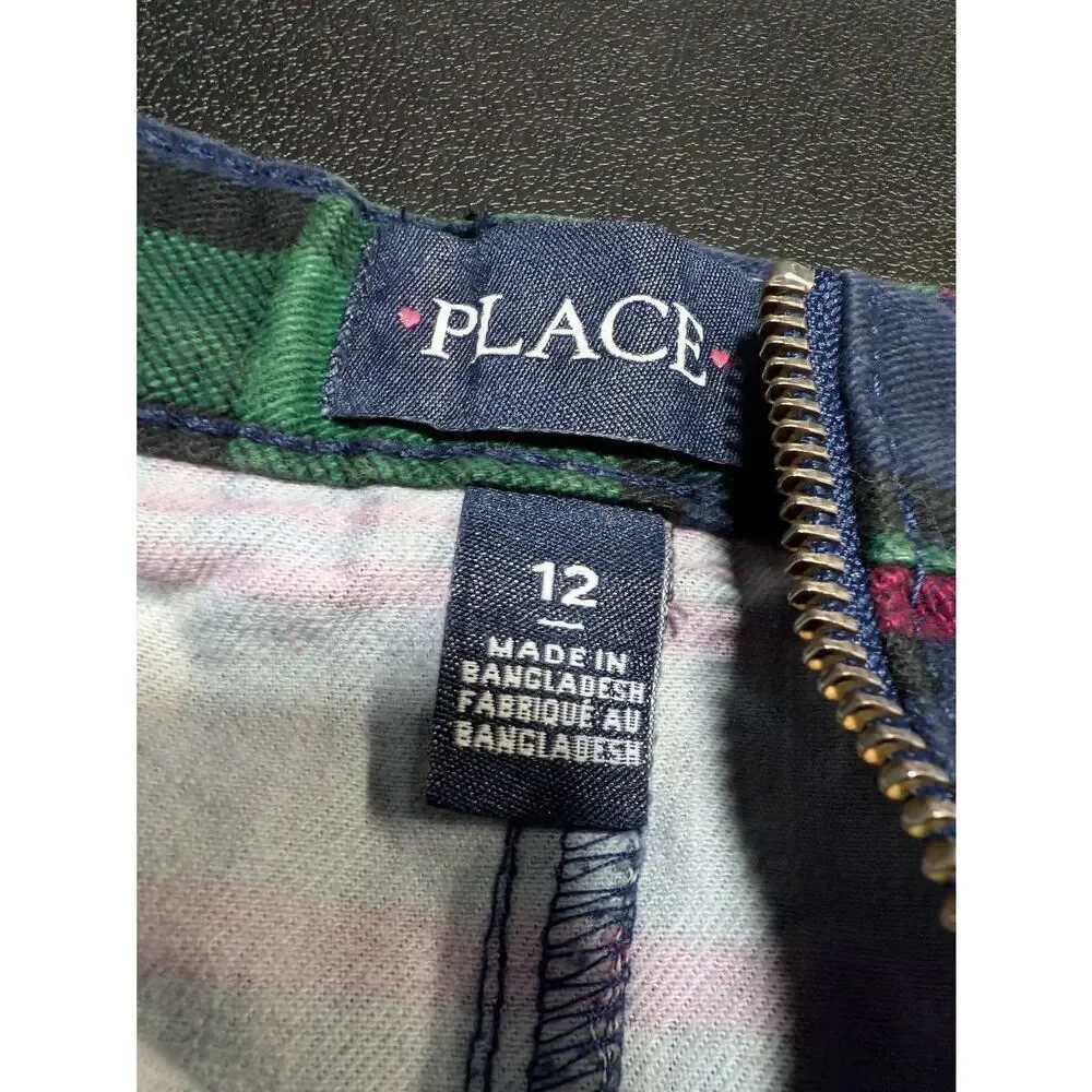 Children's Place Girls Plaid Twill Zip Skirt - blue Kids 12